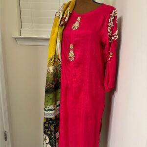 Agha Noor dress with tulip shalwar/trouser.